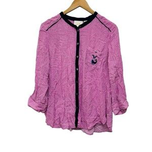 Anthropologie Maeve Initial Monogram Button Up Blouse